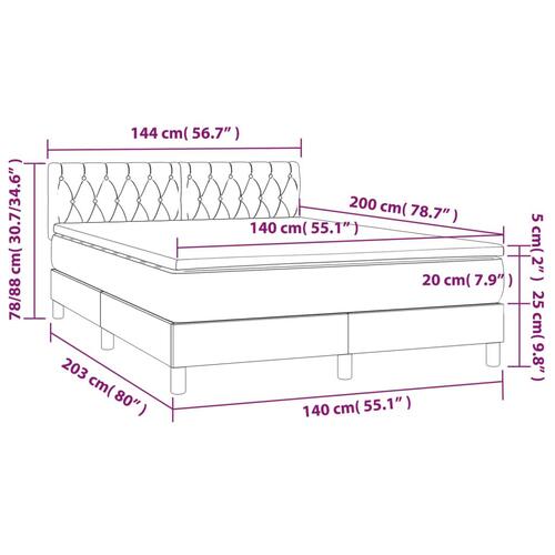 Kontinentalseng med LED-lys 140x200 cm stof sort