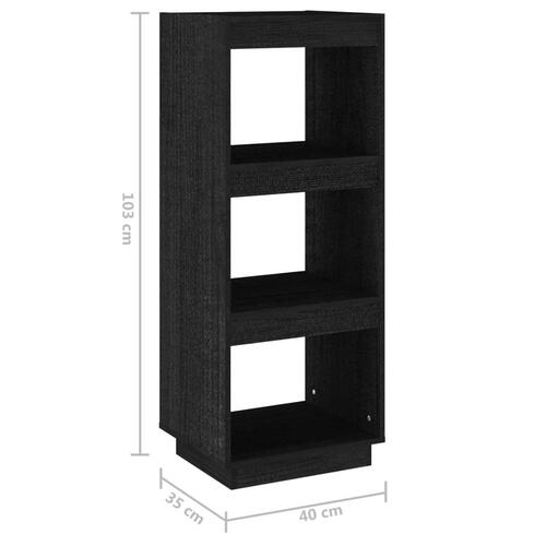 Bogreol/rumdeler 40x35x103 cm massivt fyrretræ sort