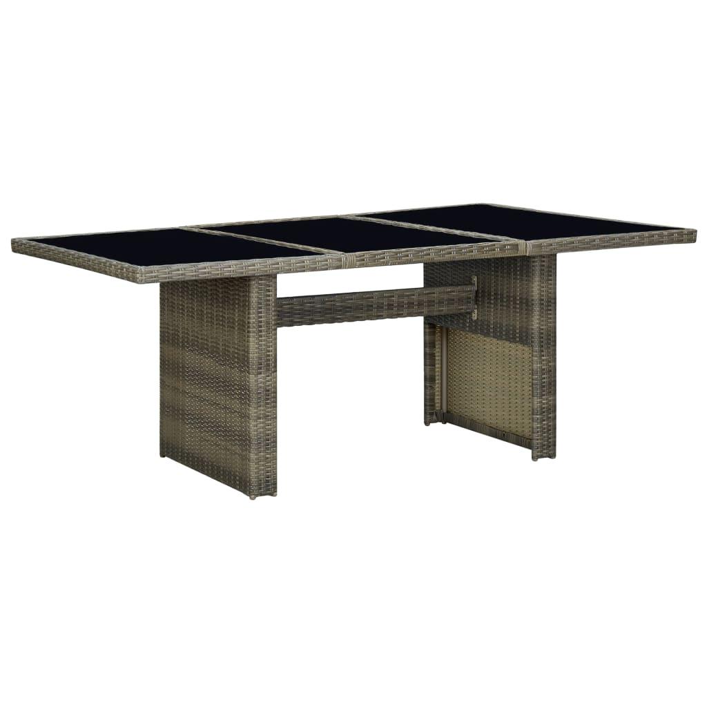 Havebord polyrattan og hærdet glas brun
