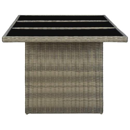 Havebord polyrattan og hærdet glas brun