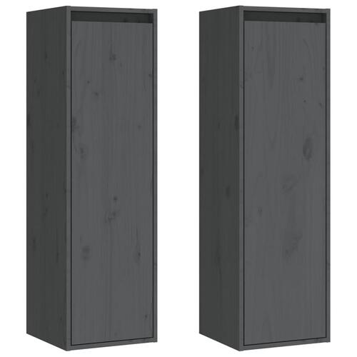 Vægskabe 2 stk. 30x30x100 cm massivt fyrretræ grå