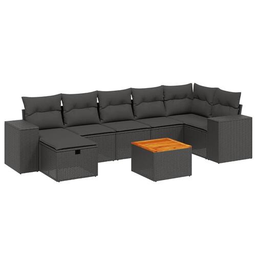 Sofasæt til haven 8 dele med hynder polyrattan sort