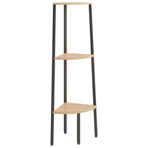 Stigereol med 3 hylder 45,5x31,5x120 cm lysebrun og sort
