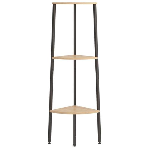 Stigereol med 3 hylder 45,5x31,5x120 cm lysebrun og sort
