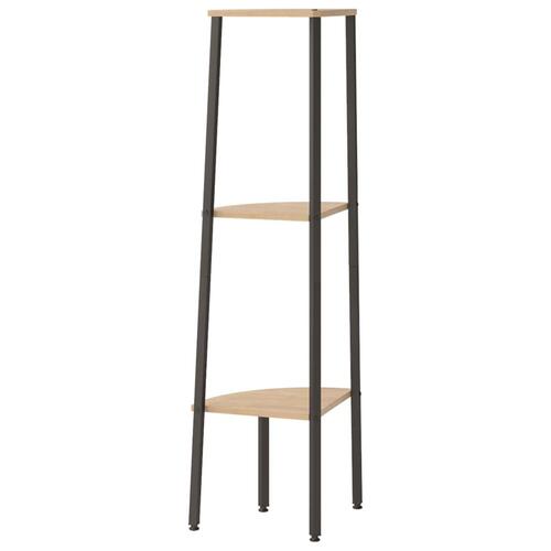 Stigereol med 3 hylder 45,5x31,5x120 cm lysebrun og sort