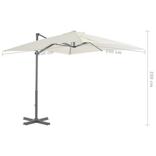 Hængeparasol med aluminiumsstang 250 x 250 cm sandfarvet