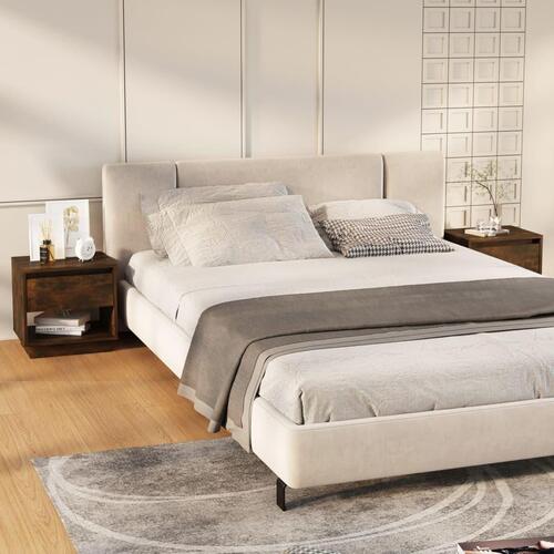 Sengeborde 2 stk. 45x34x44 cm konstrueret træ røget eg
