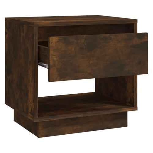 Sengeborde 2 stk. 45x34x44 cm konstrueret træ røget eg