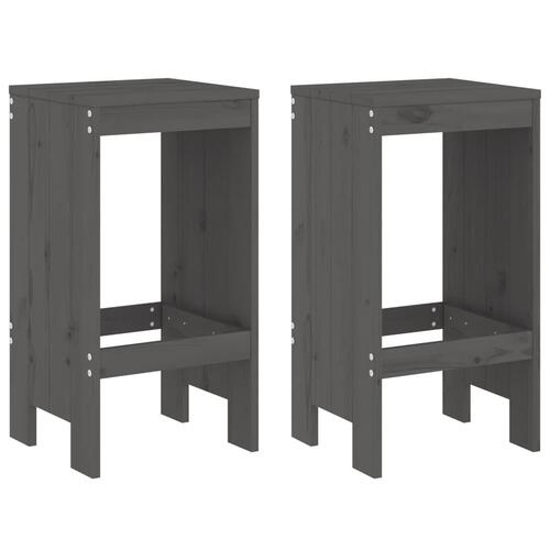 Barstole 2 stk. 40x36x75 cm massivt fyrretræ grå