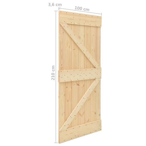 Dør 100x210 cm massivt fyrretræ