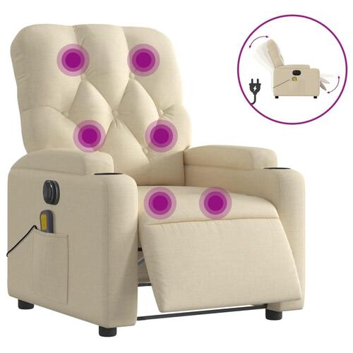 Eldrevet massagestol stof cremefarvet
