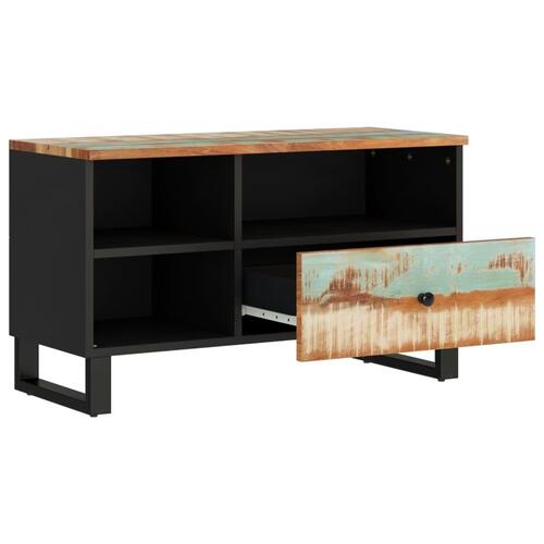 Tv-bord 80x33x46 cm massivt genbrugstræ og konstrueret træ