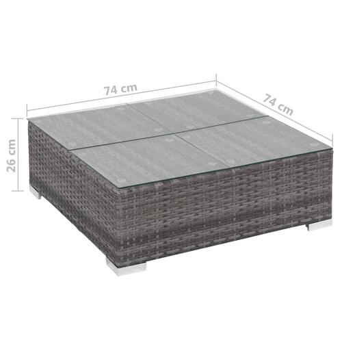 Haveloungesæt 7 dele med hynder polyrattan grå