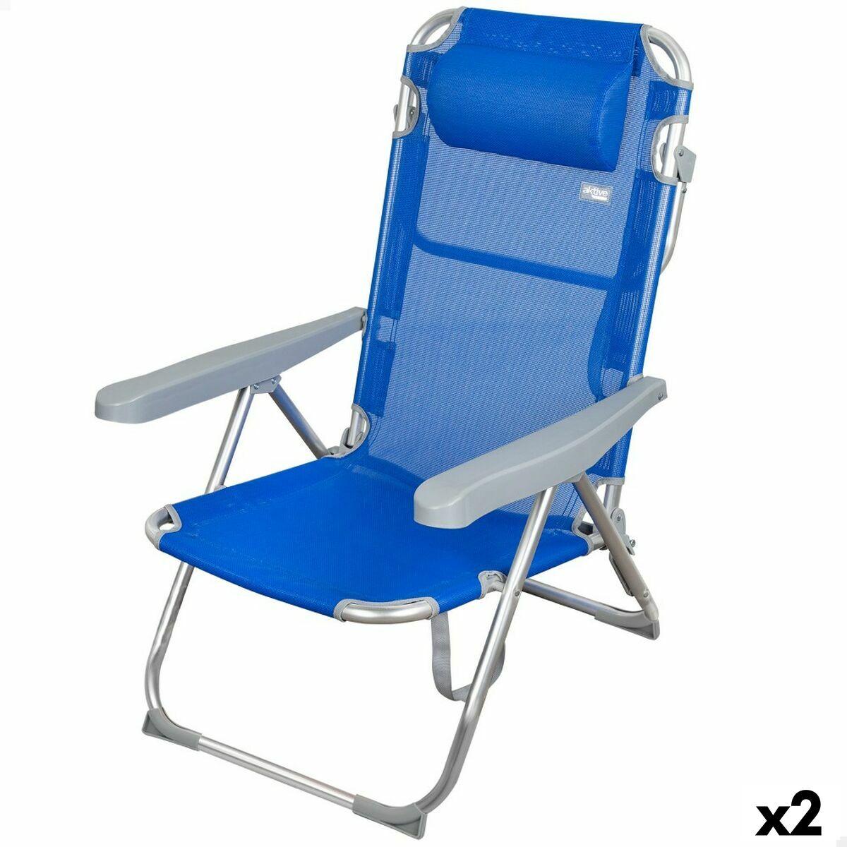 Strandstol Aktive Foldbar Blå 48 x 90 x 60 cm (2 enheder)