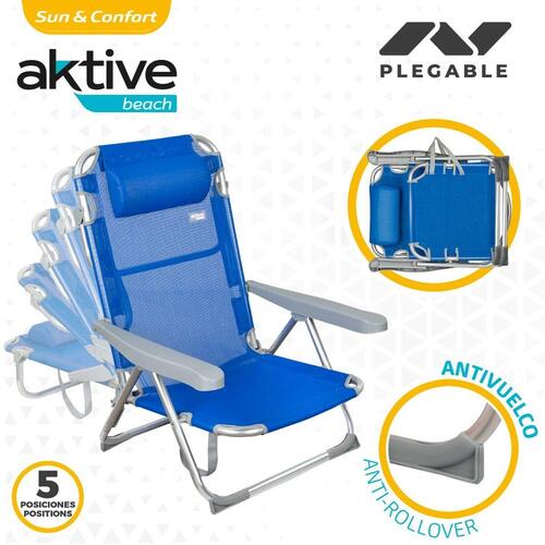 Strandstol Aktive Foldbar Blå 48 x 90 x 60 cm (2 enheder)