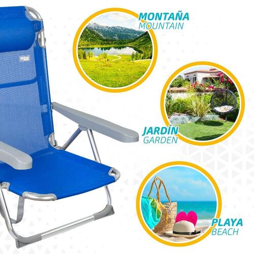 Strandstol Aktive Foldbar Blå 48 x 90 x 60 cm (2 enheder)