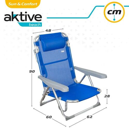 Strandstol Aktive Foldbar Blå 48 x 90 x 60 cm (2 enheder)