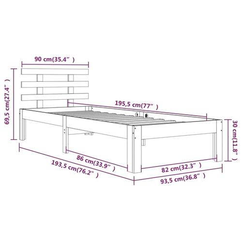 Sengeramme 90x190 cm massivt træ