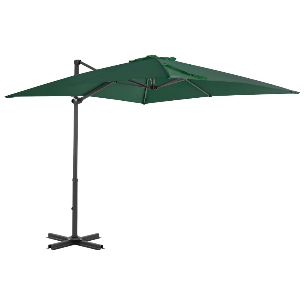 Hængeparasol med aluminiumsstang 250 x 250 cm grøn
