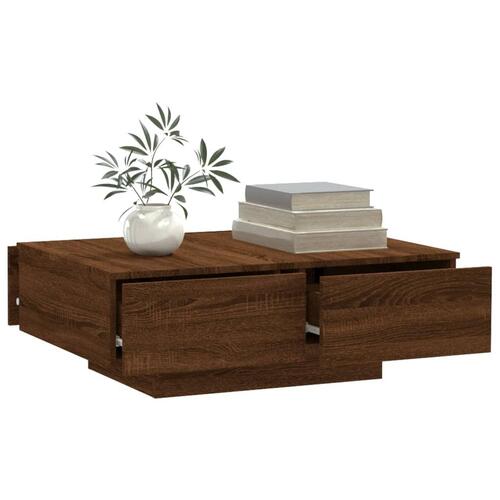 Sofabord 90x60x31 cm konstrueret træ brun egetræ