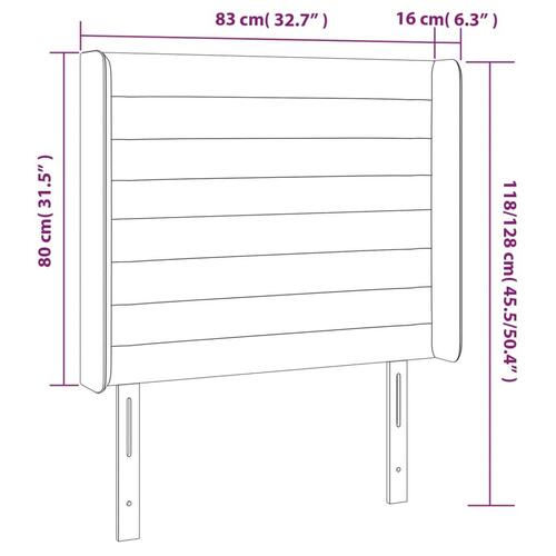 Sengegavl med LED-lys 83x16x118/128 cm fløjl mørkeblå