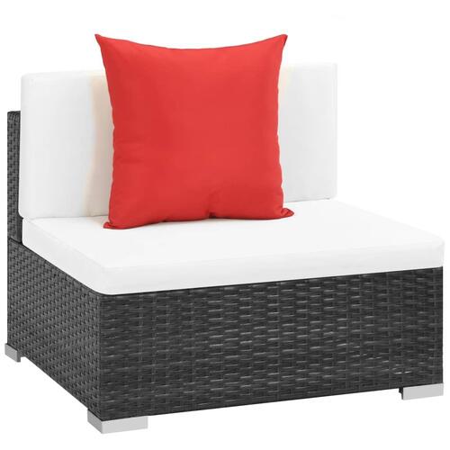 Haveloungesæt 7 dele med hynder polyrattan sort