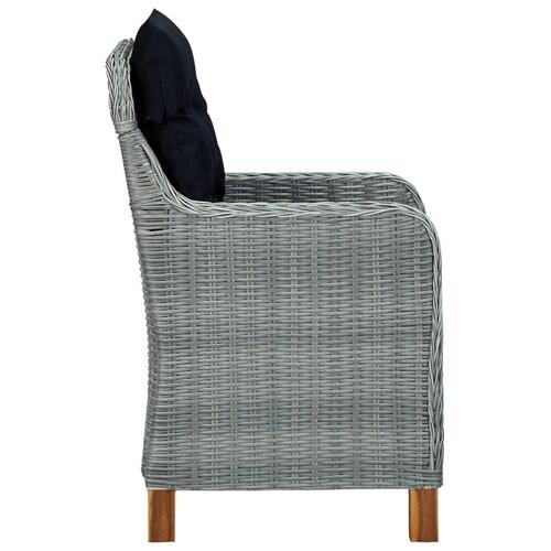 Havestole med hynder 2 stk. polyrattan lysegrå