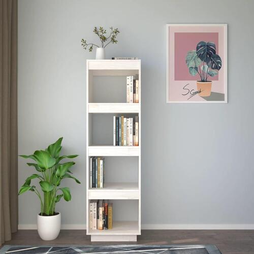 Bogreol/rumdeler 40x35x135 cm massivt fyrretræ hvid