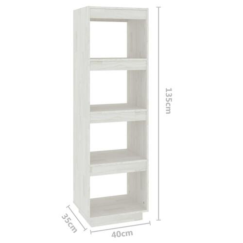 Bogreol/rumdeler 40x35x135 cm massivt fyrretræ hvid