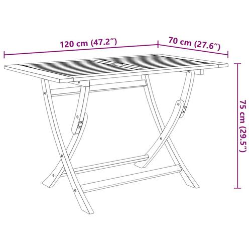 Foldbart havebord 120x70x75 cm massivt akacietræ