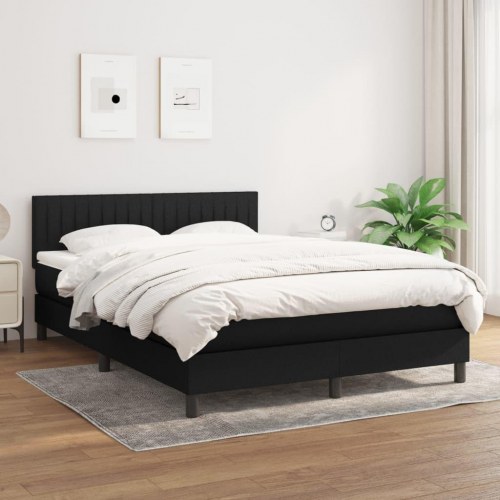 Kontinentalseng med madras 140×200 cm - stof, sort