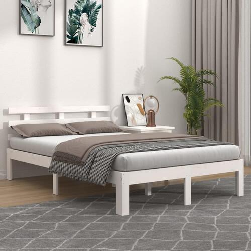 Sengestel 180x200 cm Super King massivt fyrretræ hvid