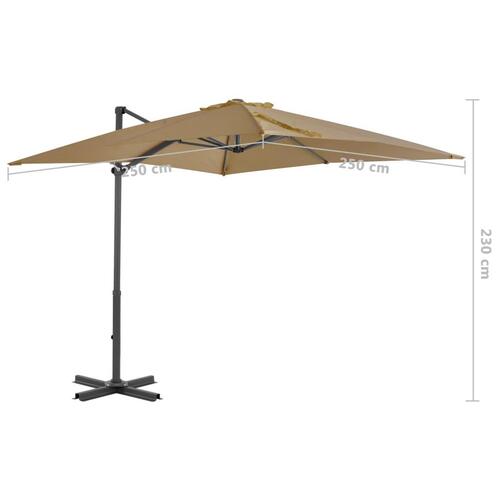 Hængeparasol med aluminiumsstang 250x250 cm gråbrun