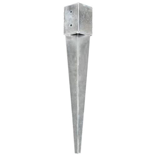 Jordpløkker 12 stk. 10 x 10 x 76 cm galvaniseret stål sølvfarvet