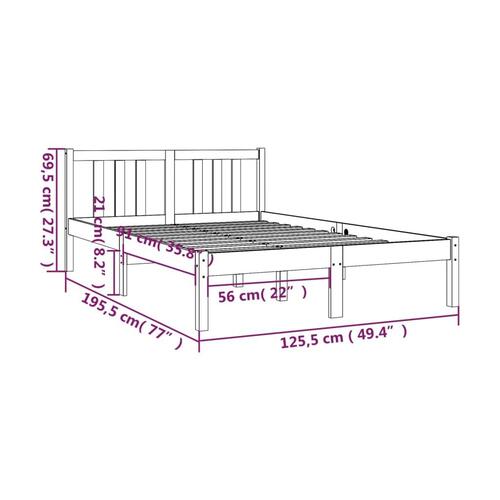 Sengeramme 120x190 cm Small Double massivt træ hvid