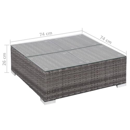 Haveloungesæt 7 dele med hynder polyrattan grå