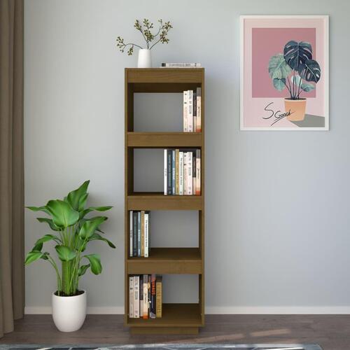 Bogreol/rumdeler 40x35x135 cm massivt fyrretræ gyldenbrun