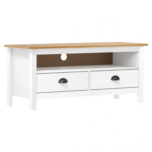 Tv-bord Hill 110x40x47 cm massivt fyrretræ hvid