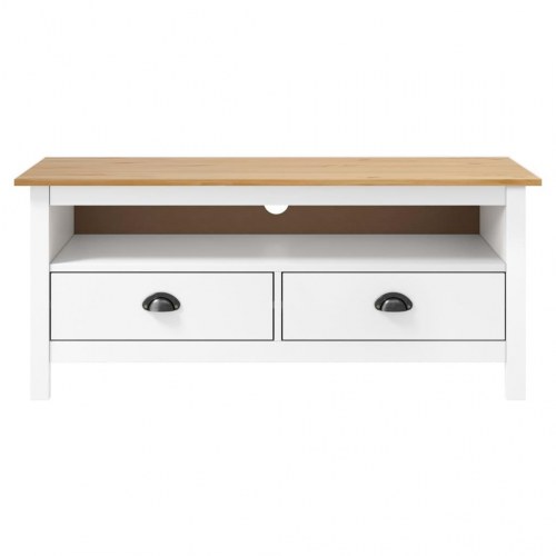 Tv-bord Hill 110x40x47 cm massivt fyrretræ hvid