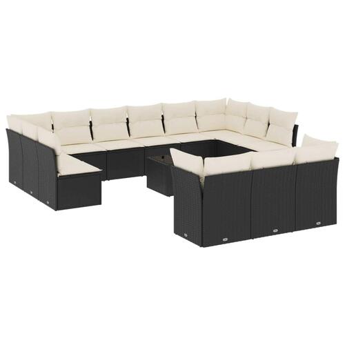 Sofasæt til haven 14 dele med hynder polyrattan sort