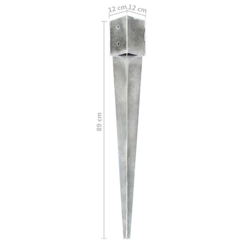 Jordpløkker 2 stk. 12 x 12 x 89 cm galvaniseret stål sølvfarvet