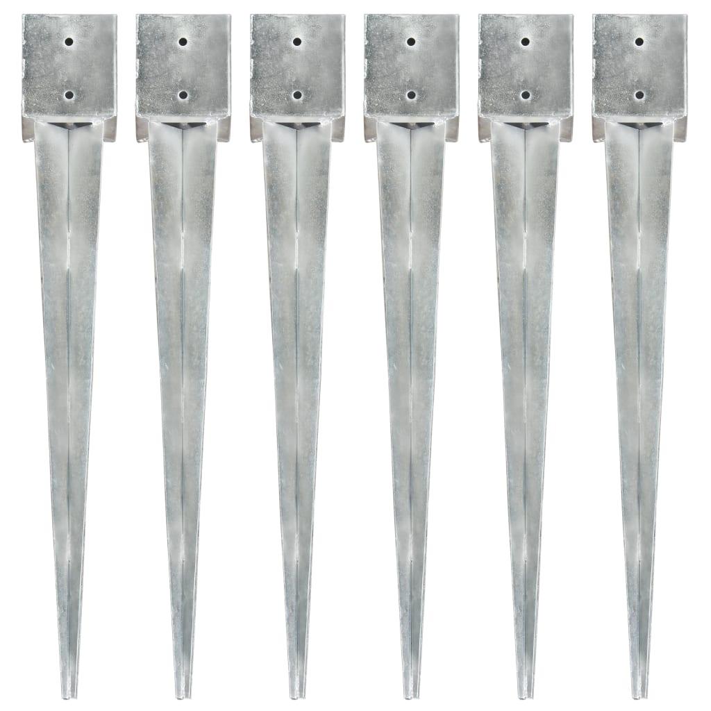 Jordpløkker 6 stk. 12 x 12 x 89 cm galvaniseret stål sølvfarvet