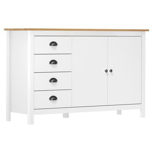 Skænk Hill 130x40x80 cm massivt fyrretræ hvid