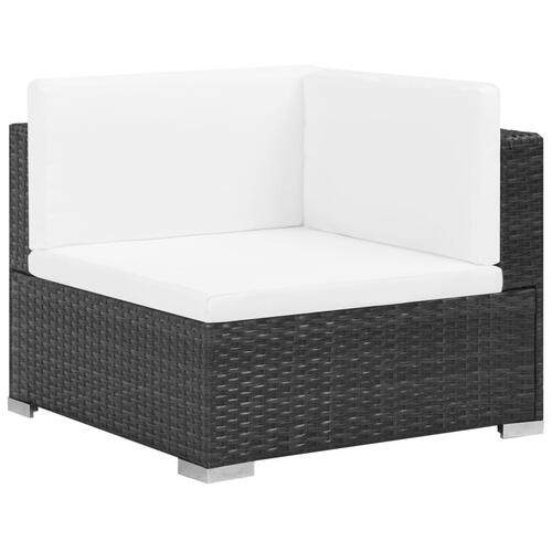 Haveloungesæt 6 dele med hynder polyrattan sort