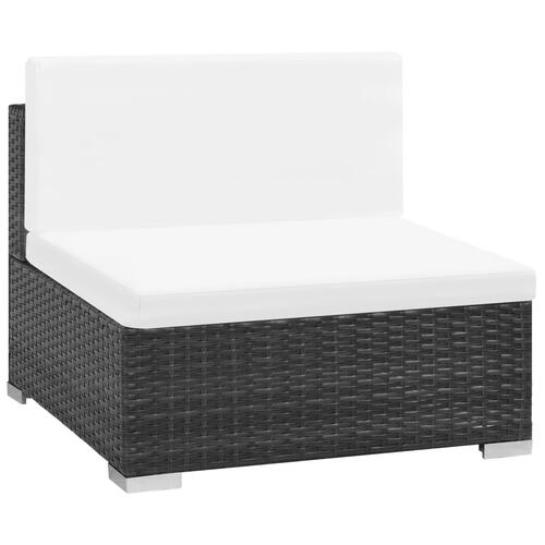 Haveloungesæt 6 dele med hynder polyrattan sort