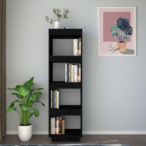 Bogreol/rumdeler 40x35x135 cm massivt fyrretræ sort