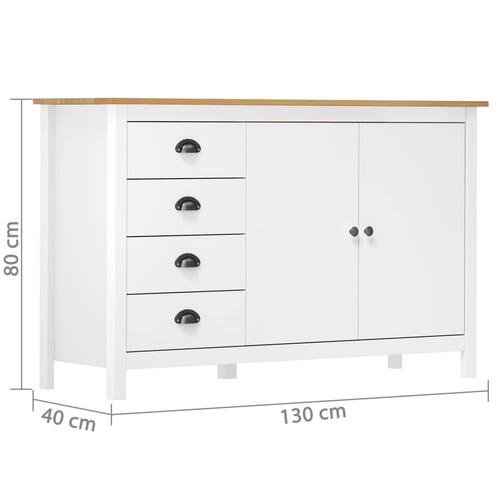 Skænk Hill 130x40x80 cm massivt fyrretræ hvid