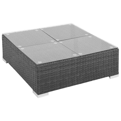 Haveloungesæt 6 dele med hynder polyrattan sort
