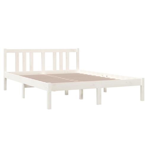 Sengeramme 135x190 cm dobbelt massivt fyrretræ hvid