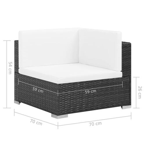 Haveloungesæt 6 dele med hynder polyrattan sort